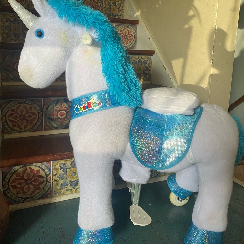 Wonderkids Sparkling White and Blue Unicorn Plush